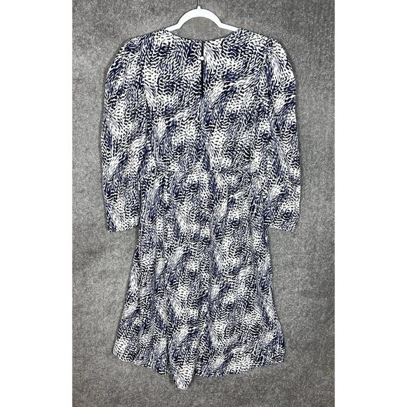 Express Dress Womens Size XL Blue Animal Print Hi Low Long Sleeve V-Neck Keyhole - Picture 2 of 10